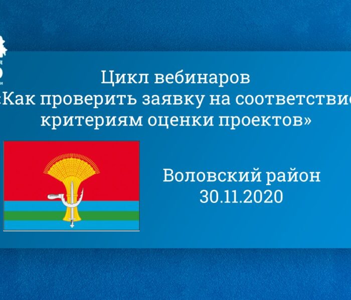 Цикл вебинаров «Как проверить заявку на соответствие критериям оценки проектов». Воловский район.